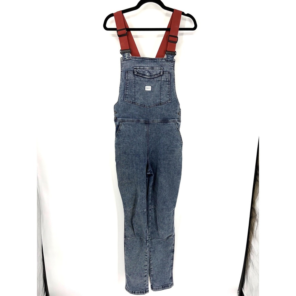 Ripton & Co Womens Performance Denim Overalls Blue Acid Wash Stretch Size S